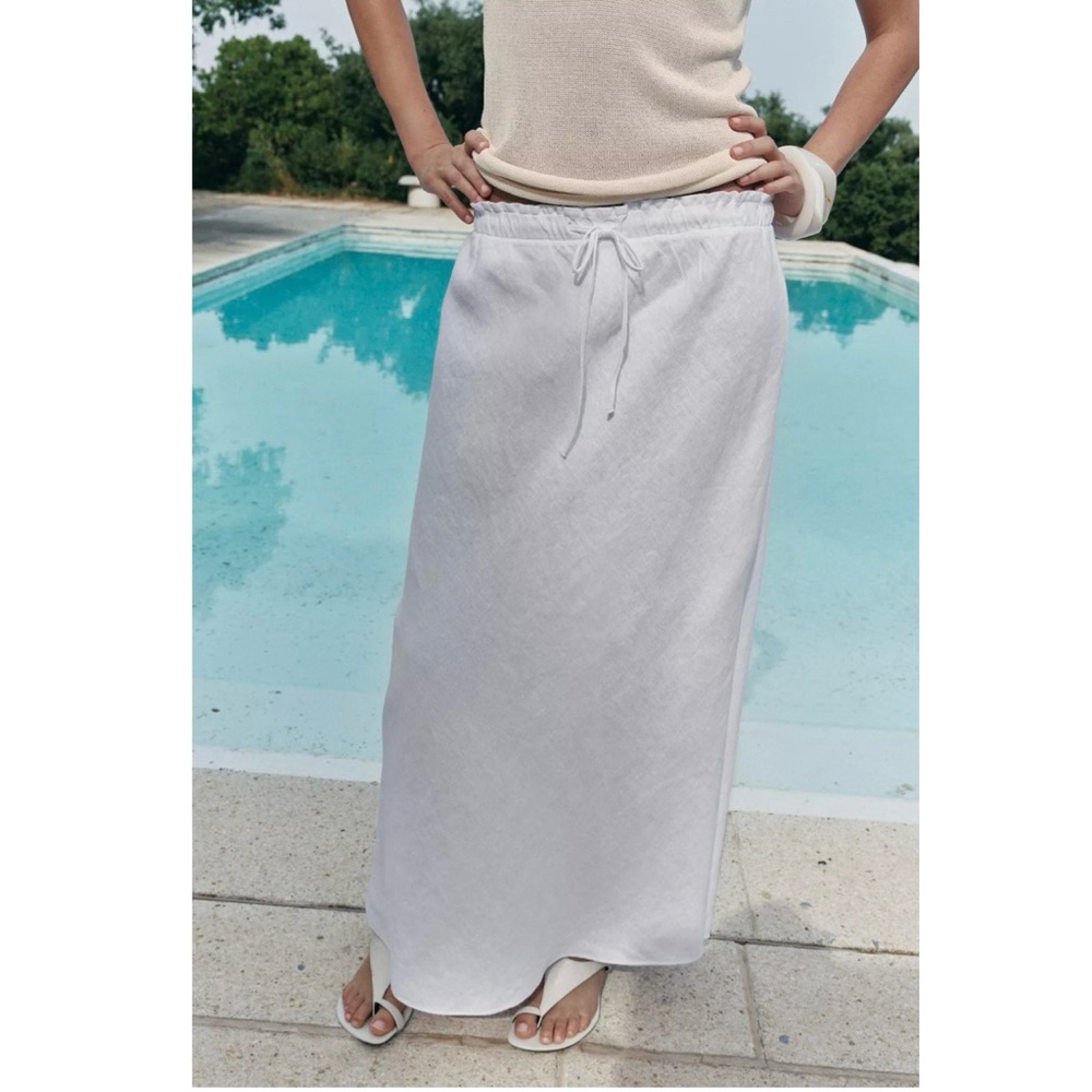 NWT Zara 100% Linen White Maxi Skirt - Picture 3 of 15